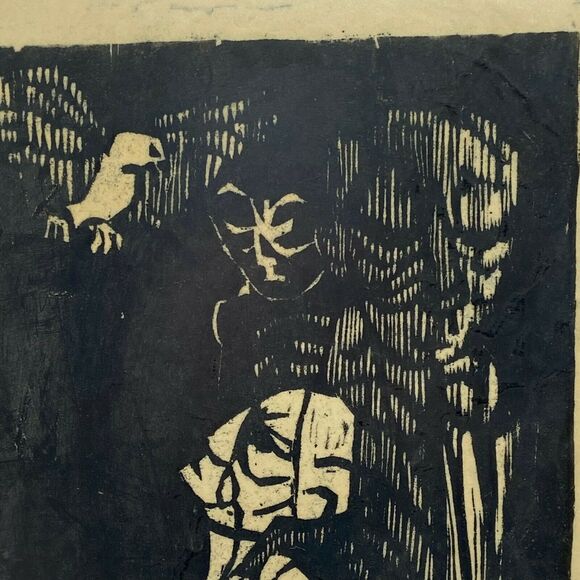 Macabre Woodcut Souls & Spirits Art Vintage 1965 Carole Hindle Limited Edition - Picture 4 of 14